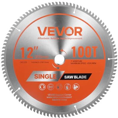 VEVOR Circular Saw Blade, 305 mm Diameter, 100 Sharp Alloy Teeth, 25.4 mm Arbor, Fine Finish, Aluminum Cutting Blade for Circular Saw, with Noise-Reducing Heat Vents, for Cutting Steel and Metal VEVOR Circular Saw Blade, 305 mm Diameter, 100 Sharp Alloy Teeth, 25.4 mm Arbor, Fine Finish, Aluminum Cutting Blade for Circular Saw, with Noise-Reducing Heat Vents, for Cutting Steel and Metal