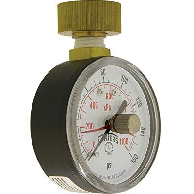 Winters Instruments Winters PET Series Steel Dual Scale Maximum Pointer Water Test Pressure Gauge with Polycarbonate Lens, 0-160 psi/kpa, 2-1/2" Dial Display, -3-2-3% Accuracy, 3/4" Female Swivel Hose Connection Winters Instruments Winters PET Series Steel Dual Scale Maximum Pointer Water Test Pressure Gauge with Polycarbonate Lens, 0-160 psi/kpa, 2-1/2" Dial Display, -3-2-3% Accuracy, 3/4" Female Swivel Hose Connection
