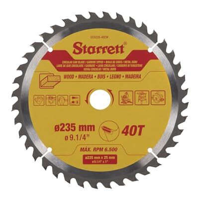 Starrett 235mm TCT Circular Saw Blade for Wood, 40-Tooth, 16/19/25mm Bore Starrett 235mm TCT Circular Saw Blade for Wood, 40-Tooth, 16/19/25mm Bore