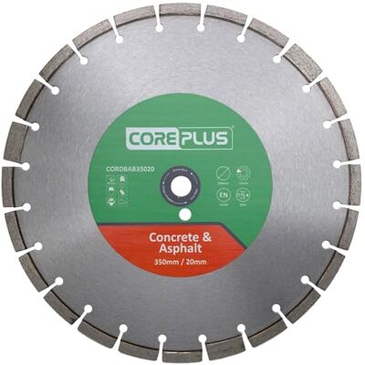 CorePlus Concrete & Asphalt Diamond Blade 350mm x 20mm Bore – Abrasive Blade for Concrete, Gritstone, Breeze Blocks & Hard Materials, EN 13236 Quality Standard CorePlus Concrete & Asphalt Diamond Blade 350mm x 20mm Bore – Abrasive Blade for Concrete, Gritstone, Breeze Blocks & Hard Materials, EN 13236 Quality Standard