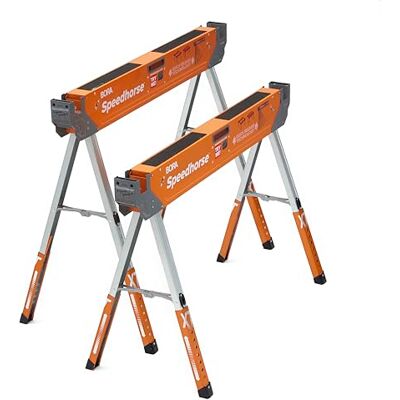 BORA Portamate Speedhorse XT Sawhorse Pair- Two pack, 30-36 inch height adjustable Legs, Metal Top for 2x4, Heavy Duty Pro Bench Saw Horse for Contractors, Carpenters PM-4550T,Orange BORA Portamate Speedhorse XT Sawhorse Pair- Two pack, 30-36 inch height adjustable Legs, Metal Top for 2x4, Heavy Duty Pro Bench Saw Horse for Contractors, Carpenters PM-4550T,Orange
