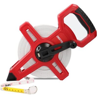 DEKTON 30M Fibreglass Surveyor Tape With Holder – Metric & Imperial Uv Print, Class Iii Accuracy, Abrasion & Water Resistant, Ergonomic Non-Slip Handle, Fast Rewind Pivot Reel, Durable Measuring Tool DEKTON 30M Fibreglass Surveyor Tape With Holder – Metric & Imperial Uv Print, Class Iii Accuracy, Abrasion & Water Resistant, Ergonomic Non-Slip Handle, Fast Rewind Pivot Reel, Durable Measuring Tool