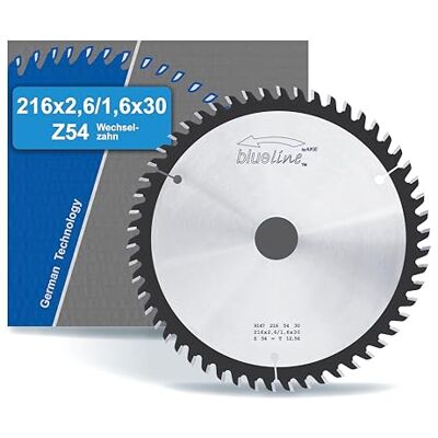 AKE Blueline Circular Saw Blade 216 x 30 Z54 Alternating Tooth, Carbide Fine for Wood, Wood Composite Coated Plastic on Hand Circular Saw, Underfloor Pull Saw, Table Saw AKE Blueline Circular Saw Blade 216 x 30 Z54 Alternating Tooth, Carbide Fine for Wood, Wood Composite Coated Plastic on Hand Circular Saw, Underfloor Pull Saw, Table Saw