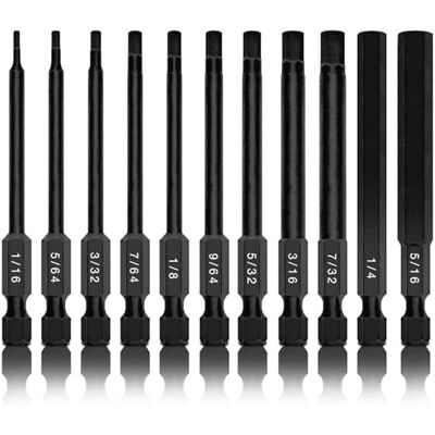 Neiko 01147A Allen Wrench Drill Bits, 11-Piece Hex Drill Bit Set, SAE Sizes 1/16" to 5/16", Magnetic Hex Head Bits, 3" Quick Release Shanks, S2 Steel, Compatible with Power Drills and Impact Drivers Neiko 01147A Allen Wrench Drill Bits, 11-Piece Hex Drill Bit Set, SAE Sizes 1/16" to 5/16", Magnetic Hex Head Bits, 3" Quick Release Shanks, S2 Steel, Compatible with Power Drills and Impact Drivers