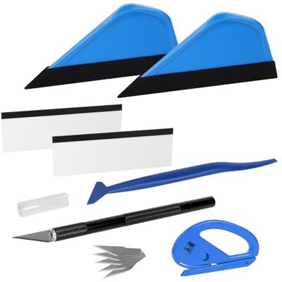 AiQInu Vinyl Tool Set for Car, 7-Piece Foil Tool with Felt Scrapers, Precision Blade and 5 Replacement Blades, Edge Cutting Tools AiQInu Vinyl Tool Set for Car, 7-Piece Foil Tool with Felt Scrapers, Precision Blade and 5 Replacement Blades, Edge Cutting Tools