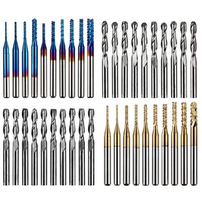 Genmitsu 40pcs End Mills CNC Router Bits, 1/8" Shank CNC Cutter Milling Carving Bit Set Including 2-Flute Flat Nose & Ball Nose End Mill, Nano Blue Coat & Titanium Coat CNC Bits, MC40A Genmitsu 40pcs End Mills CNC Router Bits, 1/8" Shank CNC Cutter Milling Carving Bit Set Including 2-Flute Flat Nose & Ball Nose End Mill, Nano Blue Coat & Titanium Coat CNC Bits, MC40A