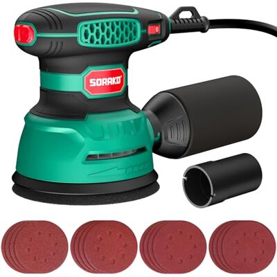 SORAKO 350 W Random Orbital Sander, 125 mm Variable Speed Wood Polisher SORAKO 350 W Random Orbital Sander, 125 mm Variable Speed Wood Polisher