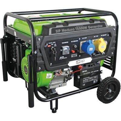 SIP MEDUSA T5500W Petrol Generator 5500W 13hp 390cc 4 Stroke Engine Electric Start, 25L Fuel Tank SIP MEDUSA T5500W Petrol Generator 5500W 13hp 390cc 4 Stroke Engine Electric Start, 25L Fuel Tank