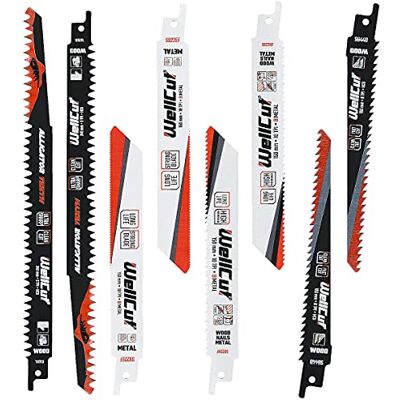 WELLCUT 8-Piece Durable Reciprocating Saw Blades with Extra Sharp Teeth for Wood, Plastic and Metal for DIY and Professional Application Fits All Saw Brands WELLCUT 8-Piece Durable Reciprocating Saw Blades with Extra Sharp Teeth for Wood, Plastic and Metal for DIY and Professional Application Fits All Saw Brands