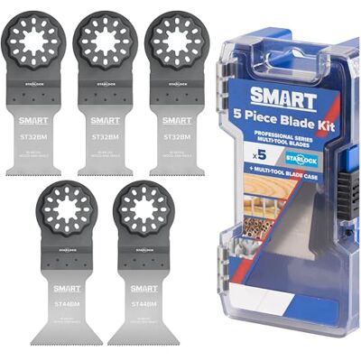 SMART Starlock 5-Piece Bi-Metal Multi-Tool Blade Kit with Robust Storage Case – Includes 3 x 32mm & 2 x 44mm Bi-Metal Blades SMART Starlock 5-Piece Bi-Metal Multi-Tool Blade Kit with Robust Storage Case – Includes 3 x 32mm & 2 x 44mm Bi-Metal Blades
