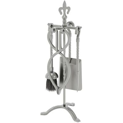 Home Discount Fire Vida 5 Piece Fleur De Lys Fire Companion Set, Pewter Fireside Fireplace Home Discount Fire Vida 5 Piece Fleur De Lys Fire Companion Set, Pewter Fireside Fireplace