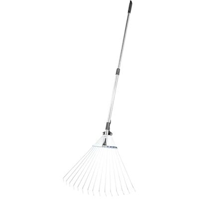 VEVOR Leaf Rake, 15 Metal Tines, Adjustable Garden Rake for Lawns with 7.5-22.4 Inch Wide Head & 32-63 Inch Long Handle, Heavy Duty Stainless Steel Small Leaves Tool for Gardening Camping Yard Grass VEVOR Leaf Rake, 15 Metal Tines, Adjustable Garden Rake for Lawns with 7.5-22.4 Inch Wide Head & 32-63 Inch Long Handle, Heavy Duty Stainless Steel Small Leaves Tool for Gardening Camping Yard Grass