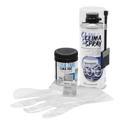 ERRECHOME Cleaning Kit for Air Conditioners, includes Clima Spray PRO Air Conditioner Cleaner with Hard Bristle Dispenser Brush, Clima Tabs 40 Tabs for A/C Condensate Drain,Disposable Gloves ERRECHOME Cleaning Kit for Air Conditioners, includes Clima Spray PRO Air Conditioner Cleaner with Hard Bristle Dispenser Brush, Clima Tabs 40 Tabs for A/C Condensate Drain,Disposable Gloves