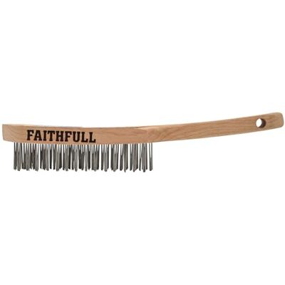 Faithfull Heavy-Duty Stainless Steel Scratch Brush 3 Row, FSC Beech Wood Handle for Stainless Steel Welding Faithfull Heavy-Duty Stainless Steel Scratch Brush 3 Row, FSC Beech Wood Handle for Stainless Steel Welding