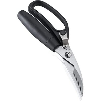 Leifheit Poultry Shears, Stainless Steel Blades, One-Hand Safety Hand-sharpened, extra hardened blades for bones, meat and gristle, non-slip plastic handles, precise clean cutting Leifheit Poultry Shears, Stainless Steel Blades, One-Hand Safety Hand-sharpened, extra hardened blades for bones, meat and gristle, non-slip plastic handles, precise clean cutting
