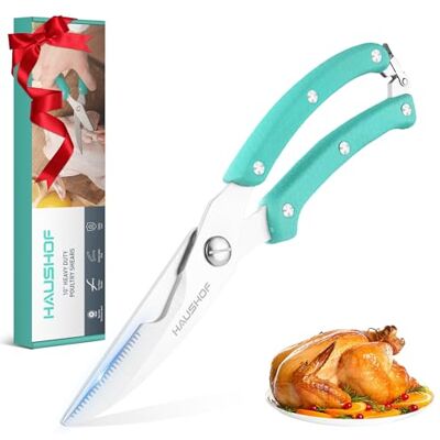 HAUSHOF 25.5 cm Poultry Shears, Heavy-Duty Stainless Steel Kitchen Scissors Micro-Serrated Blades, Spring-Loaded Design, Safety Lock, Non-Slip Handle, Heavy-Duty Construction HAUSHOF 25.5 cm Poultry Shears, Heavy-Duty Stainless Steel Kitchen Scissors Micro-Serrated Blades, Spring-Loaded Design, Safety Lock, Non-Slip Handle, Heavy-Duty Construction