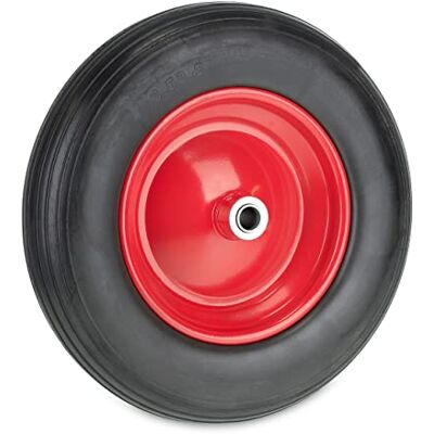 Relaxdays Wheelbarrow Wheel 3.50-8, Rubber Tyre with Steel Centre, Puncture-Proof, up to 100 kg, Replacement, Black/Red Relaxdays Wheelbarrow Wheel 3.50-8, Rubber Tyre with Steel Centre, Puncture-Proof, up to 100 kg, Replacement, Black/Red