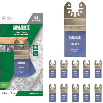 SMART H63FT10 Trade 63mm Fine Tooth Multi-Tool Saw Blades Pack of 10 SMART H63FT10 Trade 63mm Fine Tooth Multi-Tool Saw Blades Pack of 10