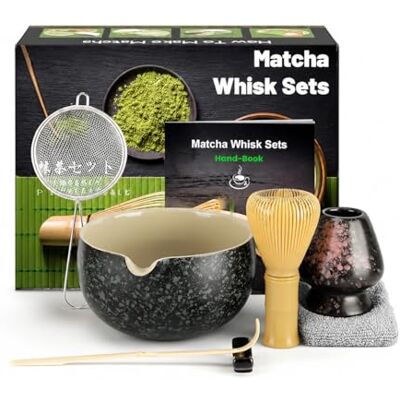 Admygo 7 Piece Matcha Set, Yellow Resin Matcha Whisk, Matcha Tea Set with Matcha Spoon, Whisk Holder, Matcha Broom, Shovel, Strainer, Matcha Accessories Japanese Tea Ceremony, Black Speckled Admygo 7 Piece Matcha Set, Yellow Resin Matcha Whisk, Matcha Tea Set with Matcha Spoon, Whisk Holder, Matcha Broom, Shovel, Strainer, Matcha Accessories Japanese Tea Ceremony, Black Speckled