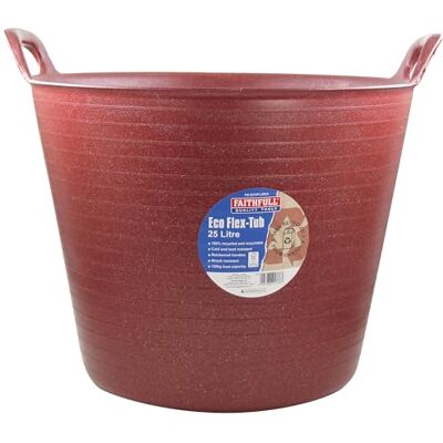 Faithfull Eco Flex Tub, Multi-Purpose, Durable & Sustainable Flexible Bucket with Reinforced Handles – 25 Litre (5.5gl), Red Faithfull Eco Flex Tub, Multi-Purpose, Durable & Sustainable Flexible Bucket with Reinforced Handles – 25 Litre (5.5gl), Red