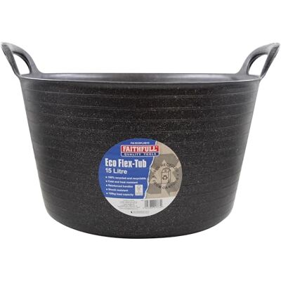 Faithfull Eco Flex Tub, Multi-Purpose, Durable & Sustainable Flexible Bucket with Reinforced Handles – 15 Litre (3gl), Black Faithfull Eco Flex Tub, Multi-Purpose, Durable & Sustainable Flexible Bucket with Reinforced Handles – 15 Litre (3gl), Black
