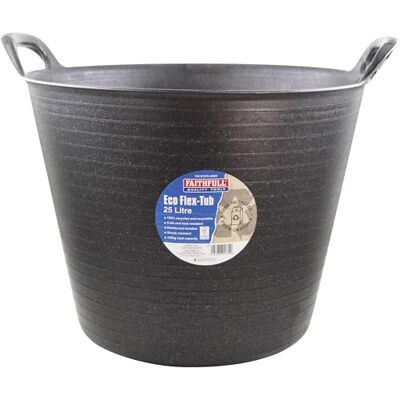Faithfull Eco Flex Tub, Multi-Purpose, Durable & Sustainable Flexible Bucket with Reinforced Handles – 25 Litre (5.5gl), Black Faithfull Eco Flex Tub, Multi-Purpose, Durable & Sustainable Flexible Bucket with Reinforced Handles – 25 Litre (5.5gl), Black