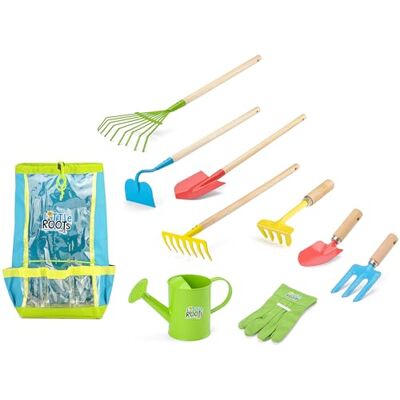 Toyrific Little Roots Kids Tool Backpack 9 Piece Set, with Watering Can, Gloves, Shovel, Kids Gardening Tool Set, Garden Tools for Boys and Girls Toyrific Little Roots Kids Tool Backpack 9 Piece Set, with Watering Can, Gloves, Shovel, Kids Gardening Tool Set, Garden Tools for Boys and Girls