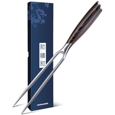 HOSHANHO Meat Fork 7 Inch, Razor Sharp Double-Prong Carving Fork for Meat, Professional Japanese High Carbon Stainless Steel Kitchen Serving Fork for Turkey and Barbecue HOSHANHO Meat Fork 7 Inch, Razor Sharp Double-Prong Carving Fork for Meat, Professional Japanese High Carbon Stainless Steel Kitchen Serving Fork for Turkey and Barbecue