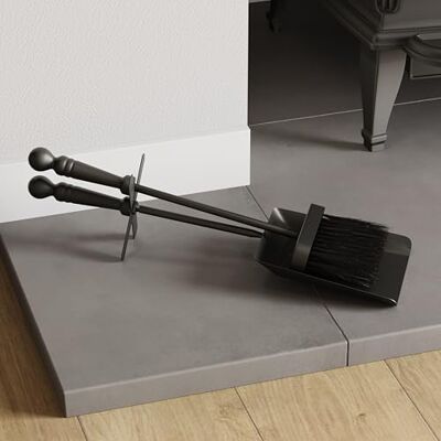 Fire Vida Hearth Shovel And Brush Set, Black Fireside Fireplace Tidy H 38 x W 14 x D 14 cm approx. Fire Vida Hearth Shovel And Brush Set, Black Fireside Fireplace Tidy H 38 x W 14 x D 14 cm approx.
