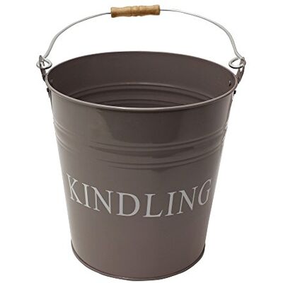 JVL 11-322 Charlton Fireside Metal Kindling Bucket with Handle, Steel/Wood, Grey, 21 x 21 x 27 cm JVL 11-322 Charlton Fireside Metal Kindling Bucket with Handle, Steel/Wood, Grey, 21 x 21 x 27 cm