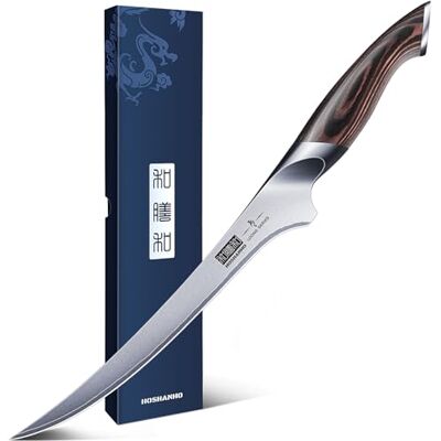 HOSHANHO Fillet Knife 9 Inch, Super Sharp Japanese Fish Boning Knife Professional High Carbon Stainless Steel Filleting Knives for Meat Poultry Cutting HOSHANHO Fillet Knife 9 Inch, Super Sharp Japanese Fish Boning Knife Professional High Carbon Stainless Steel Filleting Knives for Meat Poultry Cutting