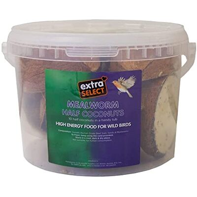 Extra Select Half Coconuts In Tub Mealworm 1x10 Extra Select Half Coconuts In Tub Mealworm 1x10