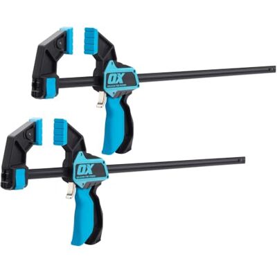 OX Tools OX Pro Heavy Duty Bar Clamp Twinpack 24"/600mm, 2-in-1 Clamp & Spreader OX Tools OX Pro Heavy Duty Bar Clamp Twinpack 24"/600mm, 2-in-1 Clamp & Spreader