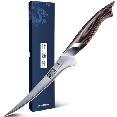 HOSHANHO Fillet Knife 7 Inch, Super Sharp Japanese Fish Boning Knife Professional High Carbon Stainless Steel Filleting Knives for Meat Poultry Cutting HOSHANHO Fillet Knife 7 Inch, Super Sharp Japanese Fish Boning Knife Professional High Carbon Stainless Steel Filleting Knives for Meat Poultry Cutting