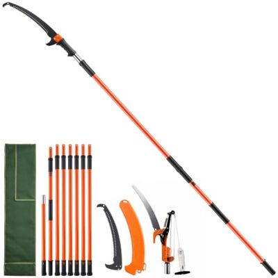 VEVOR Manual Pole Saw, 7.3-27 ft Extendable Tree Pruner, Sharp Steel Blade and Scissors High Branches Trimming, Branch Trimmer with Lightweight 8 Fiberglass Handles, for Pruning Palms and Shrubs VEVOR Manual Pole Saw, 7.3-27 ft Extendable Tree Pruner, Sharp Steel Blade and Scissors High Branches Trimming, Branch Trimmer with Lightweight 8 Fiberglass Handles, for Pruning Palms and Shrubs