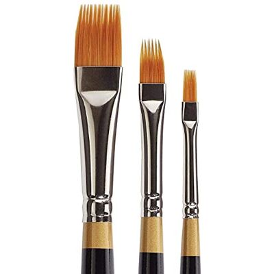 KINGART B-031 3 PC. Original Gold Flat RAKE Brush Art Set, Assorted 3 Piece KINGART B-031 3 PC. Original Gold Flat RAKE Brush Art Set, Assorted 3 Piece