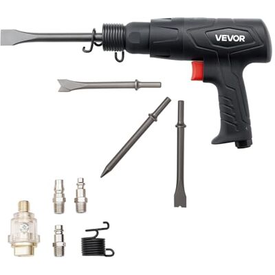 VEVOR Air Hammer, 2500-2700BPM Pneumatic Hammer with 70mm Stroke & 4PCS 170mm Long Barrel Chisels, Pistol-Grip Compact Air Chisel Pneumatic Shovel Tool for Cutting Scraping Demolishing VEVOR Air Hammer, 2500-2700BPM Pneumatic Hammer with 70mm Stroke & 4PCS 170mm Long Barrel Chisels, Pistol-Grip Compact Air Chisel Pneumatic Shovel Tool for Cutting Scraping Demolishing