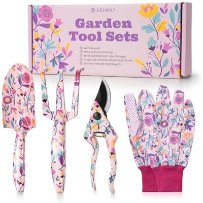 Velway Gardening Gifts for Women Mum 5-Piece Gardening Tools with Gift Box&Gloves Floral Print Metal Garden Tools Set for Ladies Gardeners Mothers Day Christmas Birthday Velway Gardening Gifts for Women Mum 5-Piece Gardening Tools with Gift Box&Gloves Floral Print Metal Garden Tools Set for Ladies Gardeners Mothers Day Christmas Birthday