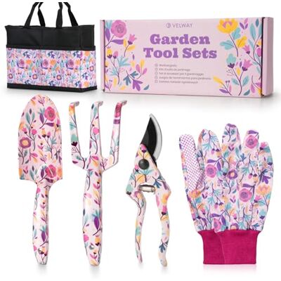Velway 5-Piece Floral Print Tools with Gift Box Metal Garden Tools Set Ideal Gardening Gifts Include Garden Shears for Ladies Gardeners Mothers Day Christmas Birthday Retirement Teachers Gifts Velway 5-Piece Floral Print Tools with Gift Box Metal Garden Tools Set Ideal Gardening Gifts Include Garden Shears for Ladies Gardeners Mothers Day Christmas Birthday Retirement Teachers Gifts