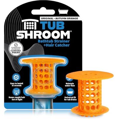 TubShroom Tub Drain Protector Hair Catcher Strainer Snare Silicone Orange Standard TubShroom Tub Drain Protector Hair Catcher Strainer Snare Silicone Orange Standard