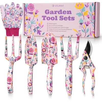 Velway Gardening Gifts for Women Mum 6PC Floral Print Metal Garden Tools Set Ideal Gardening Gifts for Ladies Gardeners Mothers Day Christmas Birthday Velway Gardening Gifts for Women Mum 6PC Floral Print Metal Garden Tools Set Ideal Gardening Gifts for Ladies Gardeners Mothers Day Christmas Birthday