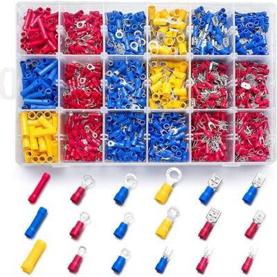 Sopoby 1200PCS Electrical Connectors, Insulated Crimp Terminals Mixed Assorted Lug Kit Ring Fork Spade Butt Connector Set Sopoby 1200PCS Electrical Connectors, Insulated Crimp Terminals Mixed Assorted Lug Kit Ring Fork Spade Butt Connector Set