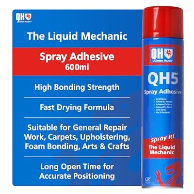 Quinton Hazell Spray Adhesive, 600 ml QH5 High Strength, Fast Drying Contact Adhesive for Automotive, Upholstering, Foam Bonding, Arts & Craft Applications Quinton Hazell Spray Adhesive, 600 ml QH5 High Strength, Fast Drying Contact Adhesive for Automotive, Upholstering, Foam Bonding, Arts & Craft Applications