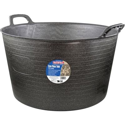 Faithfull Eco Flex Tub, Multi-Purpose, Durable & Sustainable Flexible Bucket with Reinforced Handles – 75 Litre (20gl), Black Faithfull Eco Flex Tub, Multi-Purpose, Durable & Sustainable Flexible Bucket with Reinforced Handles – 75 Litre (20gl), Black