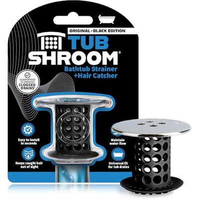 TubShroom Tub Drain Protector Hair Catcher Strainer Snare Silicone Black Standard TubShroom Tub Drain Protector Hair Catcher Strainer Snare Silicone Black Standard