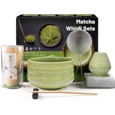 Admygo 7 Piece Matcha Set, Macha Tea Set with Matcha Spoon, Whisk Holder, Matcha Whisk, Shovel, Strainer, Japanese Tea Accessories Traditional Bamboo Whisk Tea Ceremony Best Gift,Threaded Green Admygo 7 Piece Matcha Set, Macha Tea Set with Matcha Spoon, Whisk Holder, Matcha Whisk, Shovel, Strainer, Japanese Tea Accessories Traditional Bamboo Whisk Tea Ceremony Best Gift,Threaded Green