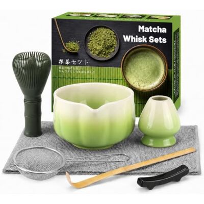 Muexoee 7 Piece Matcha Set, Green Resin Matcha Whisk, Macha Tea Set with Matcha Spoon, Whisk Holder, Matcha Brush, Shovel, Strainer, Matcha Accessories Japanese Tea Ceremony, Petal Green Muexoee 7 Piece Matcha Set, Green Resin Matcha Whisk, Macha Tea Set with Matcha Spoon, Whisk Holder, Matcha Brush, Shovel, Strainer, Matcha Accessories Japanese Tea Ceremony, Petal Green