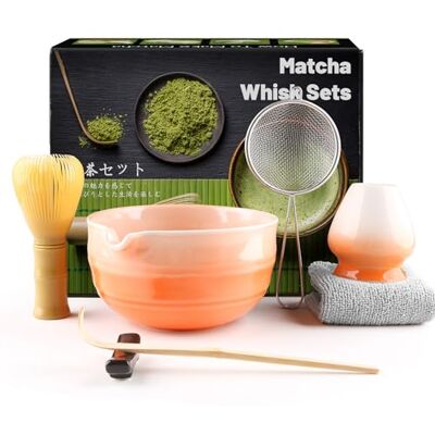Admygo 7 Piece Matcha Set, Yellow Resin Matcha Whisk, Macha Tea Set with Matcha Spoon, Whisk Holder, Matcha Brush, Shovel, Strainer, Matcha Accessories Japanese Tea Ceremony, Petal Pink Admygo 7 Piece Matcha Set, Yellow Resin Matcha Whisk, Macha Tea Set with Matcha Spoon, Whisk Holder, Matcha Brush, Shovel, Strainer, Matcha Accessories Japanese Tea Ceremony, Petal Pink