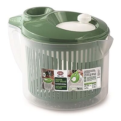 Snips Salad Spinner 3 L – Lettuce Dryer with Water Drainage from Lid, Ergonomic Button and Large Handle, Green, 19.5 x 26.5 x 19 cm – Made in Italy Snips Salad Spinner 3 L – Lettuce Dryer with Water Drainage from Lid, Ergonomic Button and Large Handle, Green, 19.5 x 26.5 x 19 cm – Made in Italy