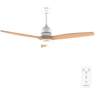 Cecotec EnergySilence Aero 5230 Whitewood Ceiling Fan with Light and Remote Control, 52 Inches, 40 W DC Motor, 3 Blades, LED Light, Adjustable Height, Timer, 6 Speeds, Winter/Summer Mode Cecotec EnergySilence Aero 5230 Whitewood Ceiling Fan with Light and Remote Control, 52 Inches, 40 W DC Motor, 3 Blades, LED Light, Adjustable Height, Timer, 6 Speeds, Winter/Summer Mode